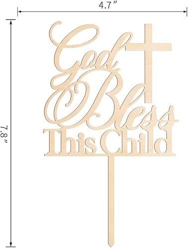 Miniatura 6 de Decoración para pastel de bautismo con texto en inglés "God Bless This Child" (diseño 002)