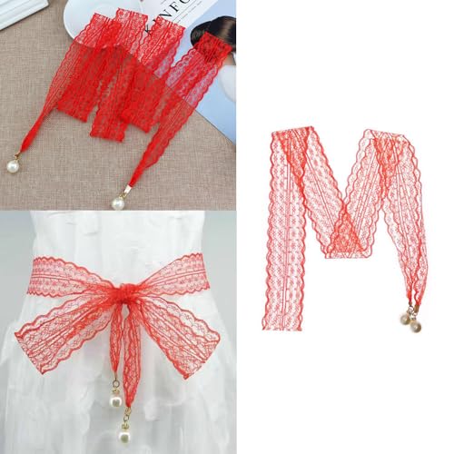 3 Pack Women Bohemian Style Belt Tie Skinny Boho Lace Belt with Pearl Pendant Waist Belt for Women's Summer Dresses Floral Lace Casual Beach Maxi Dress Spaghetti Strap Cocktail Dresses4