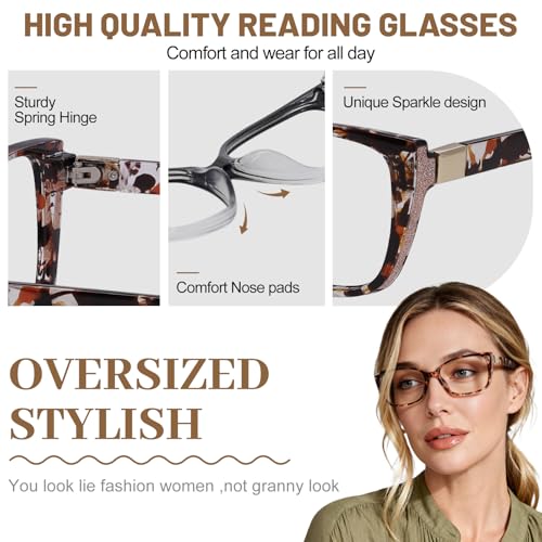 Image of OCCI CHIARI Reading Glasses Women's Reader Clear Frame (0 1.0 1.5 2.0 2.5 3.0 3.5), A-brown, L