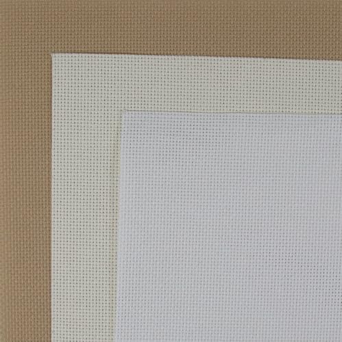 Image of KCS 3 pc of 15 inch x 18 inch(38cmx45cm) Counted Cross Stitch Cotton Aida Cloth Needlework Rolled Fabric Box,18CT,White+Cream+Khaki