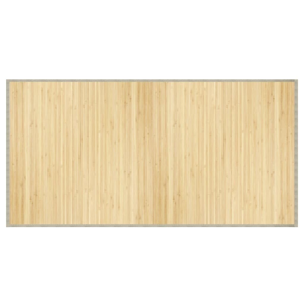Bambusteppich 100x200 cm Hell Natur - Rechteckiger Bambus Vorleger Naturholz-Optik - Strapazierfähige Bambusmatte mit Rutschfester Rückseite für Wohnzimmer Flur und Büro