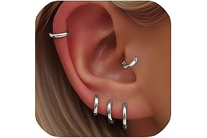 Silver Small Hoop Earring Sets for Multiple Piercing