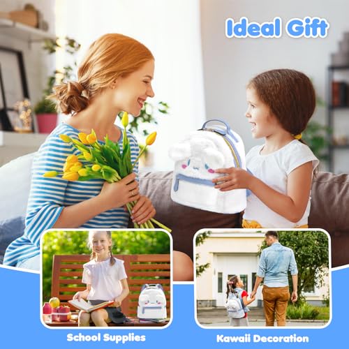 Image of KIEAL Blue Kids Backpack, Kawaii Stuff Plush Backpack, Adorable Bag Handbag for Girls Kids Fans Birthday Present School Supplies