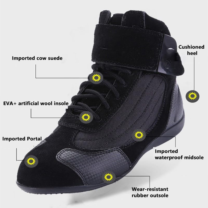 Atmungsaktive Fahrradschuhe (38–46), Anti-Fall-/Anti-Kollisions-Motorradschuhe, Rutschfeste Straßenrennschuhe Für Den Außenbereich, Ganzjahres-Offroad-Motorradstiefel,Black-46