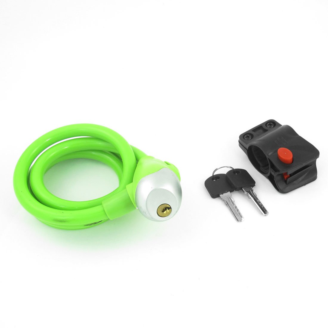 Aexit Green Plastic Bike Locks Coated Metal Flexible Cable Bicycle Lock w U-Locks 2 Keys