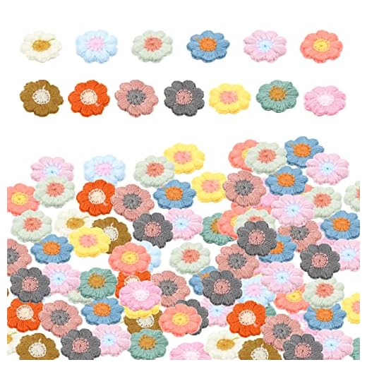 GORGECRAFT 78 st tusenskönor blomlappar 13 färger broderi applikation stryk på lapp för kläder broderade tygapplikationer motiv sy på klistermärken för kläder, hattar, broderi konst hantverk