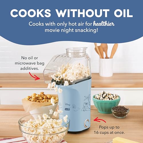 Image of Disney | Dash Stitch Fresh Pop Popcorn Maker, 16-Cup Air Popper