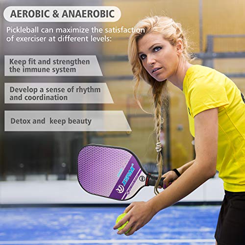 Image of 12K Carbon Fiber Pickleball Paddles, USAPA Polypropylene Honeycomb Paddle with Cushion Comfort Grip, SPIN2.0 World Champion Surface Technology Options Pickleball Racket