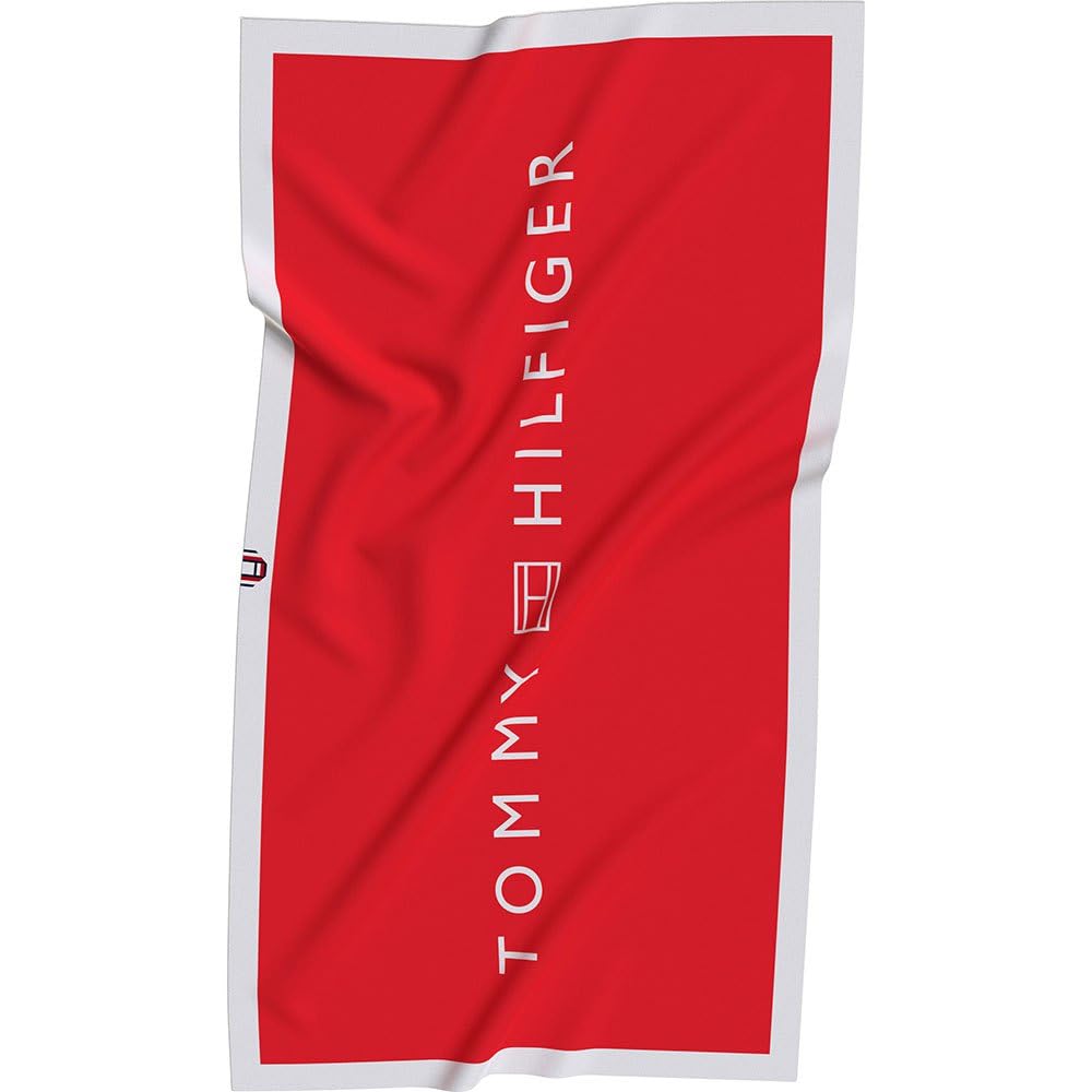 Tommy Hilfiger Telo mare piscina spa spugna di cotone con stampa cm.180x100 (circa) articolo UU0UU00074 towel, XJD Daring scarlet, Taglia unica