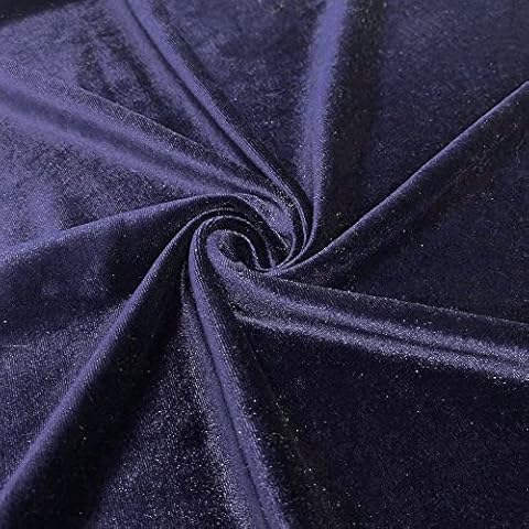 MDS Pack of 1 Yard Stretch Velvet Fabric for Wedding Dress Fashion Crafts Costumes Dance wear Clothing Home Decor Plush Silky Velvet - 58” Width Navy Blue Cover