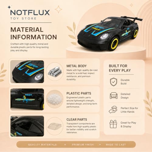 Image of Porrsche 911 GT3 RS Diecast Metal Pull Back Toy Car, 1:64 Scale Collectible Model for Kids and Collectors [Random Colour] [Pack of 1]
