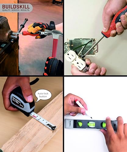 Image of BUILDSKILL 34 Pcs | 800W Professional Drill Machine For Wall Drilling Tools Box Kit | 13MM Keyless Chuck | Copper armature | Measuring Tape | TPR Screwdriver Set (6 Months Warranty)