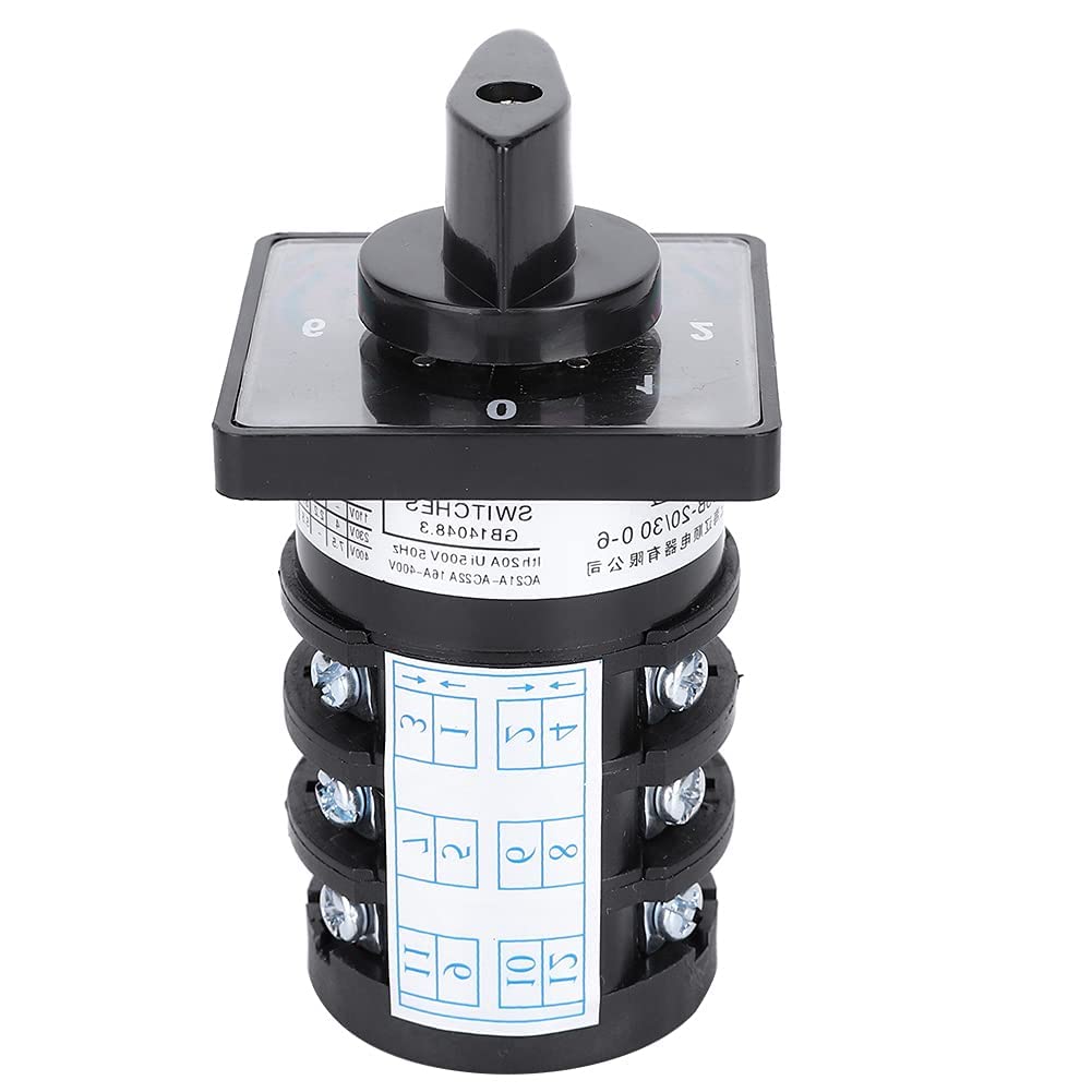 Commutateur Rotatif AC 20A 1 Pièce, 500V, 6 Positions, 12 Bornes, Sélecteur de Commande, Structure Solide, Isolation Élevée, Pour Contrôle de Circuits