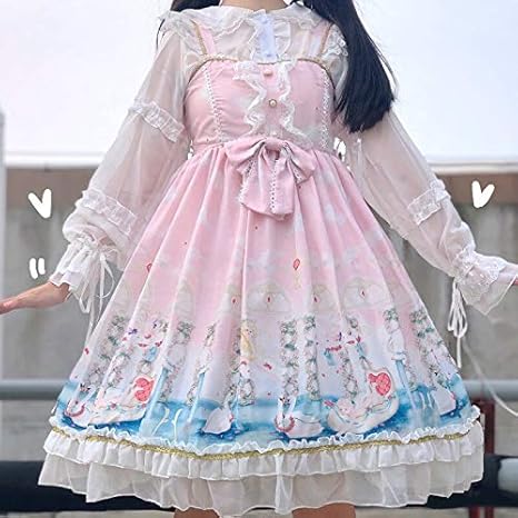 Amazon Co Jp サマードレス 新かわいいロリータ天使愛河ロリータjskノースリーブドレスプリンセスティーパーティードレス Pink Sleeveless ホビー