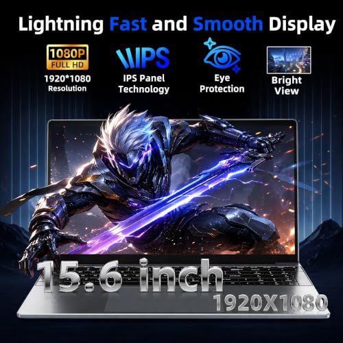 Image of 15.6 Inch Laptop with Office 365, 6GB RAM 128GB SSD, Quad-Core Processor, Win 11 Home Laptops Computer, IPS FHD, 180Viewing, Type-C, WiFi 5, BT 4.2, Portable Thin Business Student Laptops