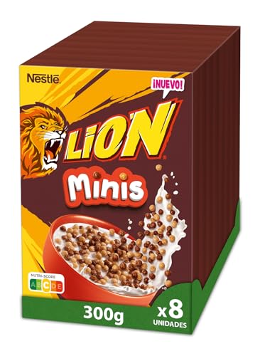 Nestlé Lion Minis Cereales con Chocolate y Caramelo. 8 estuches de 300g