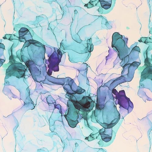 Mook Fabrics Smoke Print Cotton Fabric Teal/Lavender [108in. Wide]