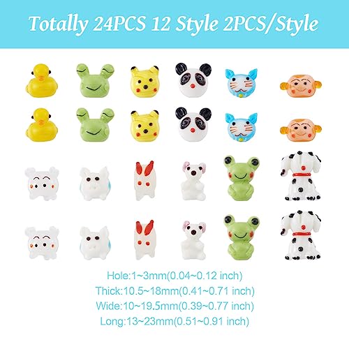 Boutigem 24Pcs Lampwork Beads Frog Dog Duck Rabbit Bear 3D Cartoon Animal Beads for Handcrafted Jewelry Making DIY Bracelet Necklace Decor - Image 2