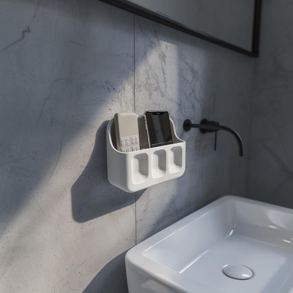 Mensola organizer da parete con stampa 3D, minimal, portaoggetti galleggiante | Supporto moderno per telefono, telecomando e piccoli oggetti per interni di casa | Dimensioni mensola: 10 in