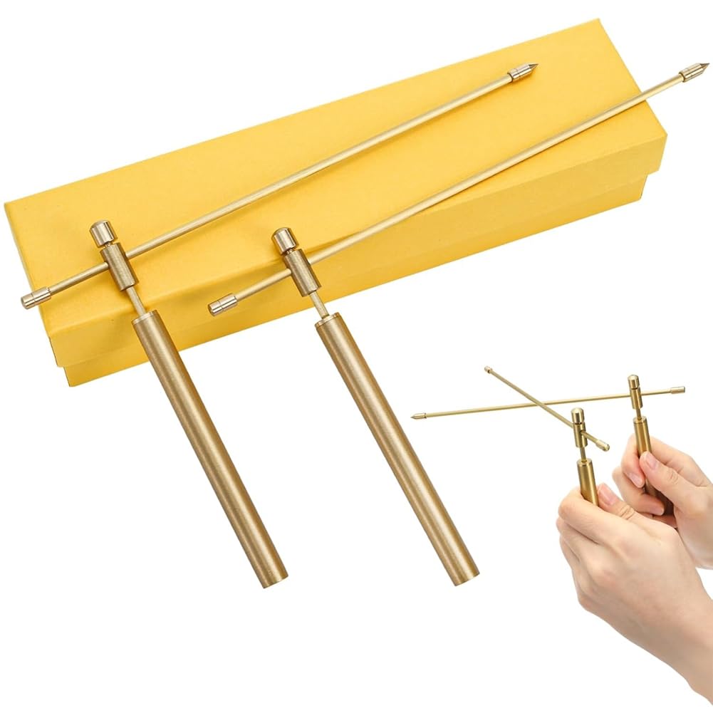 UDSKNV[KSL Flexible Divining Rods Rotation Tool, 2 Pieces Copper Dowsing Rod, Solid Copper and Brass Dowsing Rods with Gift Box
