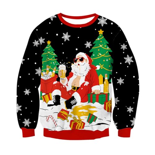 Bier Weihnachtspullover 22 RAISEVERN Weihnachtspullover Herren Weihnachtsmann Lustige Bier Xmas...