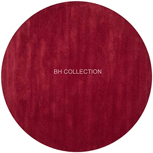 Image of Classical Look Plain Handmade Round Carpet with Super Soft & Pure Woolen Carpet for Your BEDROOMS & Living Room with 1 INCH Pile Height 4 X 4 FEET (120x120 cm)