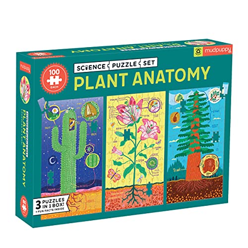Set de Rompecabezas Científicos de Anatomía de Plantas de Mudpuppy - Incluye Tres Rompecabezas de 100 Piezas con Ilustraciones Coloridas, Edades 6+ miniatura 1