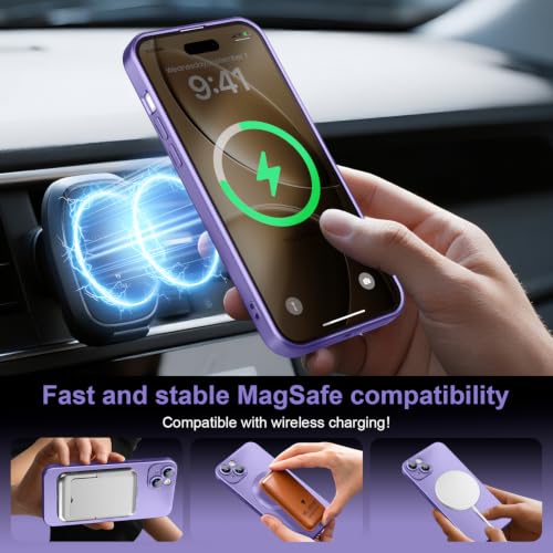Coque iPhone 15 antichoc avec protection objectif intégrée et aimant MagSafe violet - 2