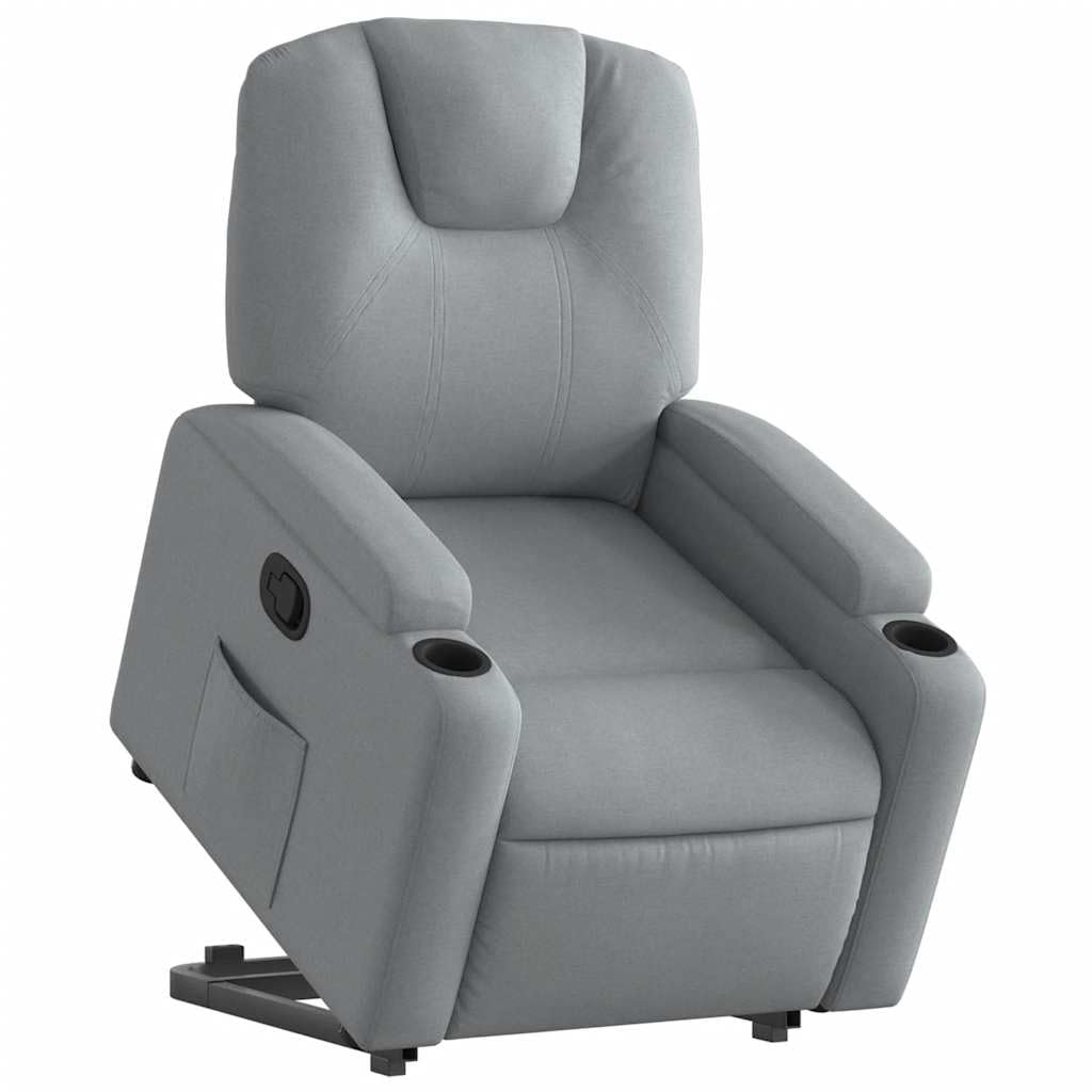 vidaXL Sillón Reclinable Elevable, Silla con Respaldo Reposabrazos, Sillón de Relax Descanso, Asiento Ajustable para Ancianos, Tela Gris Claro