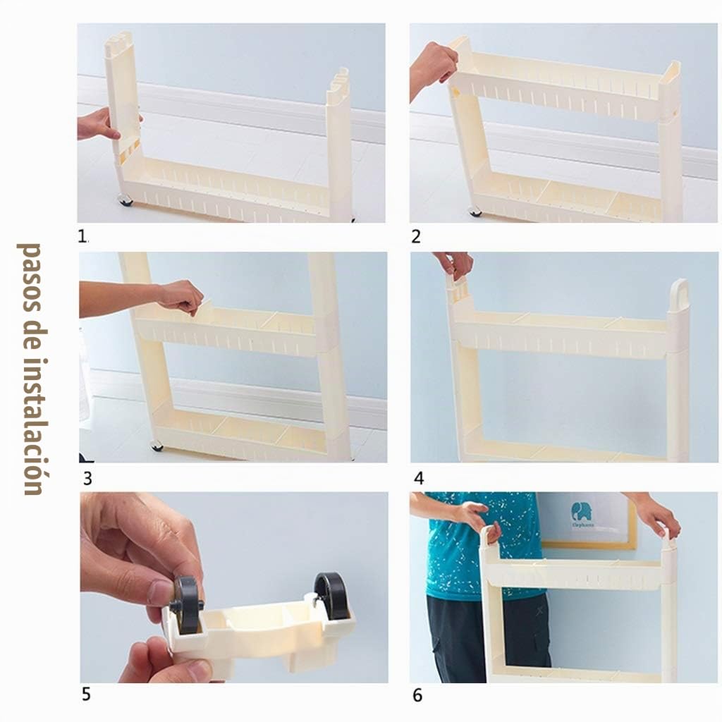 Carrito De Almacenamiento Blanco De 10 Cm De Ancho, Carrito De La Cocina, Carro De Almacenamiento con Ruedas For La Cocina De Cuarto De Baño De Lavandería, con Manijas