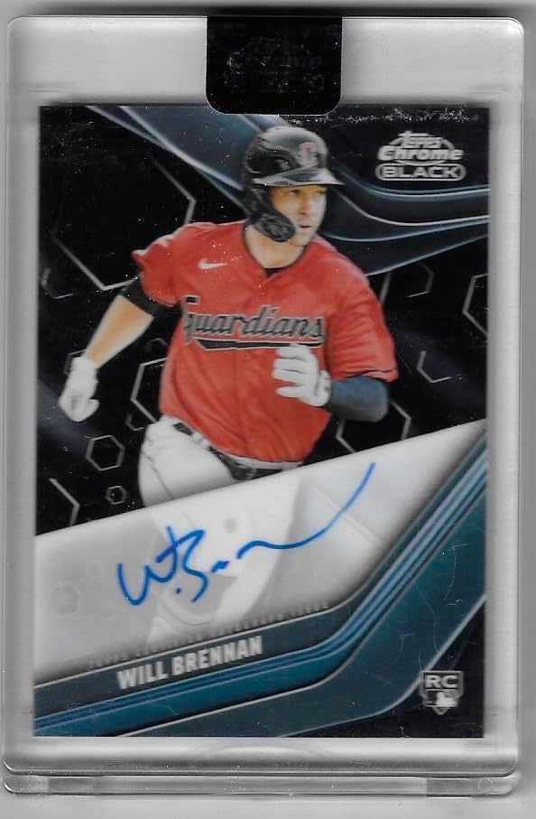 Will Brennan Autographed Chrome Black On Card Autograph Rookie Card Collectible Baseball Card - 2023 Topps Black Chrome Baseball Card #CBA-WB (Guardians)