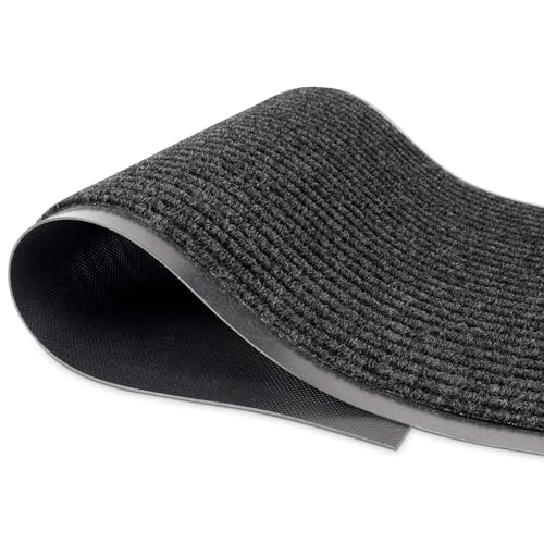 Image of Durable Rubber Door Mat - Heavy Duty, Indoor /Outdoor, Easy Clean, Waterproof, Low-Profile Mat for Entry, Patio, Garage - Stylish (Black, 2' x3' Feet)