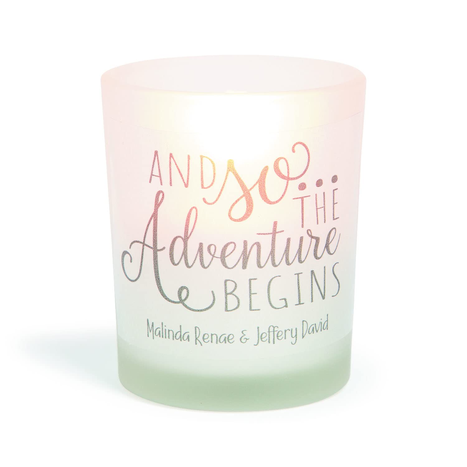 Personalized Adventure Wedding Votive Candle Holders - Home Decor - 12 Pieces