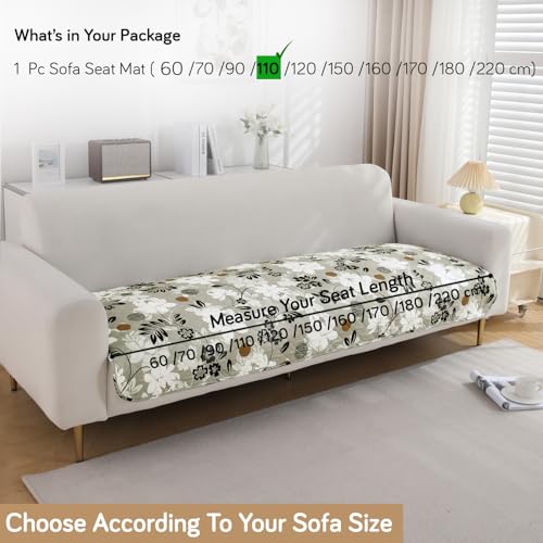 Image of HOKIPO 'Elira Series' Water Repellent + Waterproof Quilted Sofa Mats | Make Your Own Sofa Cover Set | Length 110cm - Feather Brown Floral (AR-5244-C1)