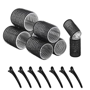 Hair Rollers Set 8pcs Heatless Jumbo Hair Curlers Rollers With Clips Storage Large Self grip Hair Roller Set for Long Hair,Medium and Short Hair 3 Sizes Black Salon Hairdressing Curlers DIY Ha