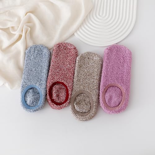 Image of SKOLA Cozy Winter Fuzzy Women Socks Grip Slippers Fluffy House Non Skid Microfiber Socks