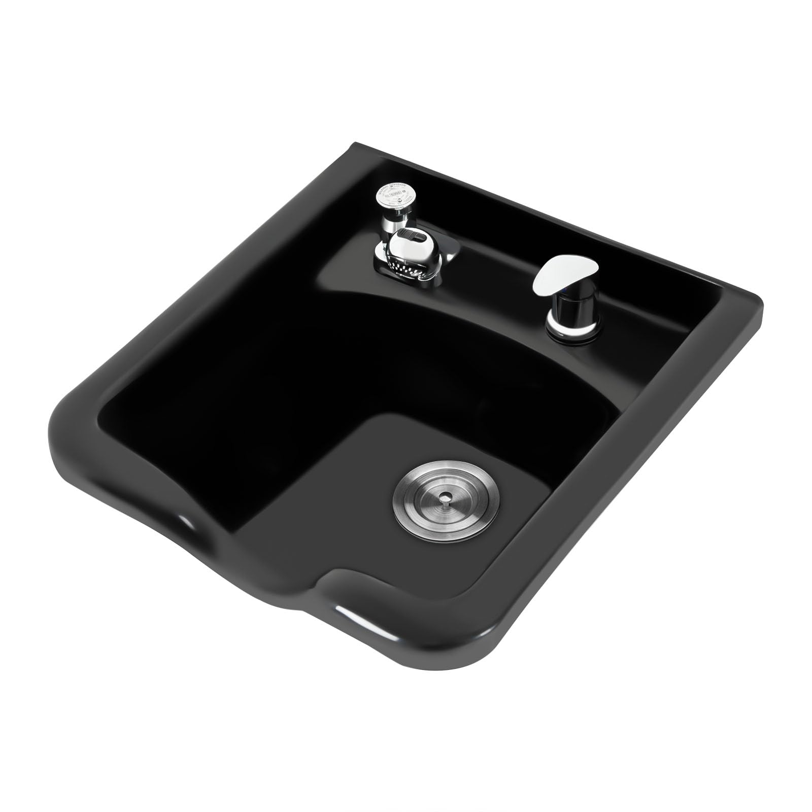 Haarwaschbecken, Mobiles Shampoo Becken mit Wasserhähne und Schläuche, Wandmontierte Waschbecken mit Halterung, Haare Waschen becken für Zuhause, Schwarz