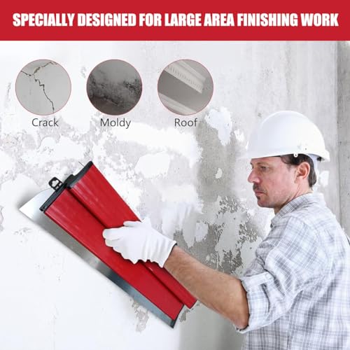 Image of Serplex Skimming Blade 15.7 Inch Stainless Steel Trowel With Rubber Handle | Smooth Wall Putty Spreads, Reduces Fatigue, Durable Steel Build, 15.7 Inch Reach, Easy Clean and Support Ready