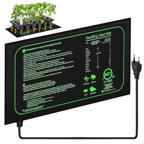 GOMETY Estera calefactora para plantas, invernadero interior, reptiles, invernadero, terrario, 25 x 52 cm, 20 W