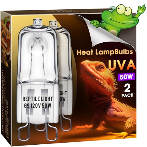 Image of Briignite G9 Heat Lamp Bulbs for Reptile, Mini Reptile Light, Dimmable G9 Mini Heat Bulb Warm White 50W, 2 Pin Base UVA Reptile Heat Lamp, Bearded Dragon Gecko Turtle Lizard, 2 Pack