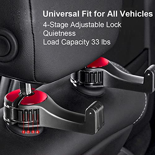 Udikefo Universal Car Vehicle Back Seat Headrest Mobile Phone Holder Hanger Holder Hook For Bag Purse Cloth Grocery (Red - 2 Pack) #TOP3
