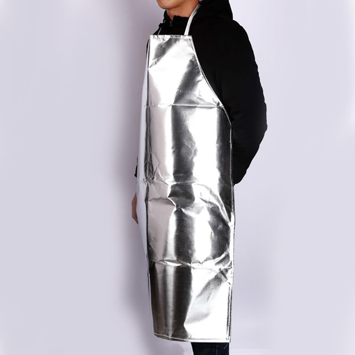 Feuerfeste Aluminiumfolien Schürze mit Voller Abdeckung und Ölbeständigem Kunststoffmaterial für Werkstattarbeit und Sicheren Hitzeschutz in Silber Zufällige Farbe