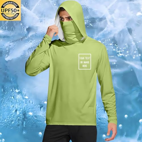 Custom Fishing Hoodies for Men with Face Mask and Neck Gaiter Long Sleeve UPF 50+ Sun Shirt Personalized Your Own Design2