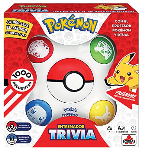 Borras - Pokémon Trivia | Juego de Mesa Pokémon con 1000 Preguntas | 2 Modos y 3 Niveles de dificultad | Conviértete en Entrenador Pokémon, de 1 a 4 Jugadores. +7 años (19441)