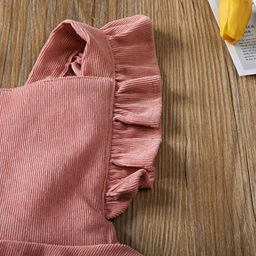 Vohawsa Macacão infantil feminino de veludo com alça nas costas e babados saia lisa suspensório tutu