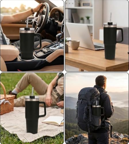 Image of 1200ml Vacuum Insulated Stainless Steel Tumbler | Leakproof Travel Mug with Straw & Lid | Double Wall Thermal Cup | Keeps Drinks Hot & Cold | Reusable Coffee Tumbler for Office