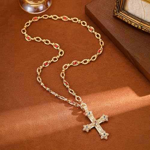 Cross Pendant Necklace for Women 18K Gold-tone Plated Faith Necklace Lightweight Prayer Religious Jewelry4