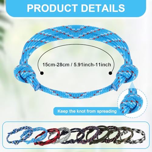 10pcs Colorful Handmade Braided Bracelets for Mens, Paracord Friendship Bracelet, Summer Beach Adjustable Size(10 Colors)2