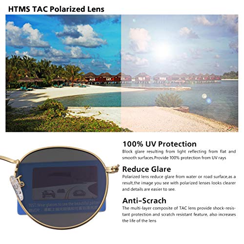 Image of Small Round Polarized Sunglasses Retro Men Women Mirrored Lens Metal Frame Circle Sun Glasses Shades