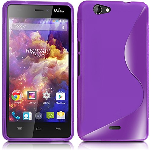KARYLAX Seluxion - Housse Etui Coque S-Line Semi Rigide Ultra Fine en Gel Flex TPU pour Wiko Highway Signs Couleur Violet Transparente + Film de Protection